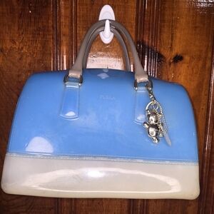Furla Candy Jelly Bowling Boston Top Handle Bag  Blue